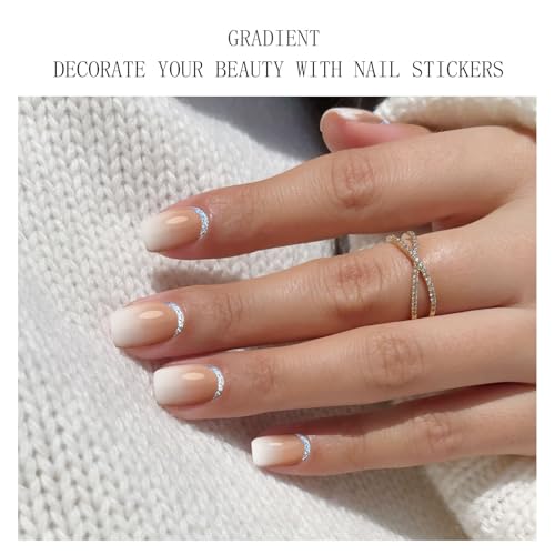 Semi Cured Gel Nail Strips Glitter White - Easy DIY Nail Art Wraps