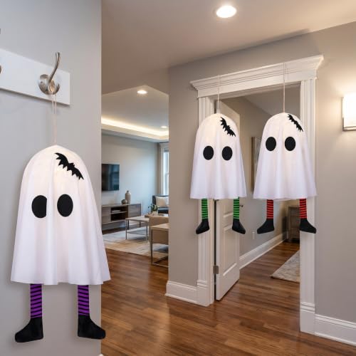 Halloween Ghost Hanging Ornaments Set of 3 - Glowing Indoor & Outdoor Decorations