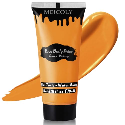Orange Face Body Paint for Halloween SFX Pumpkin Makeup 2.37Oz Water-Based Washable