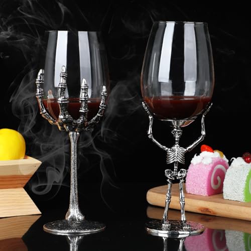 Halloween Skull Wine Glass E2 - Skeleton Hand Goblet for Parties