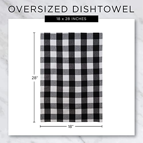 Fall Leaves Kitchen Dishtowel Set - Printed & Plaid Autumn Dish Towels, 2 Pack, 18x28