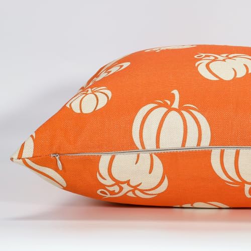 Fall Throw Pillow Covers 20x20 Set of 2 Pumpkin & Hello Pumpkin Designs - Farmhouse Decor