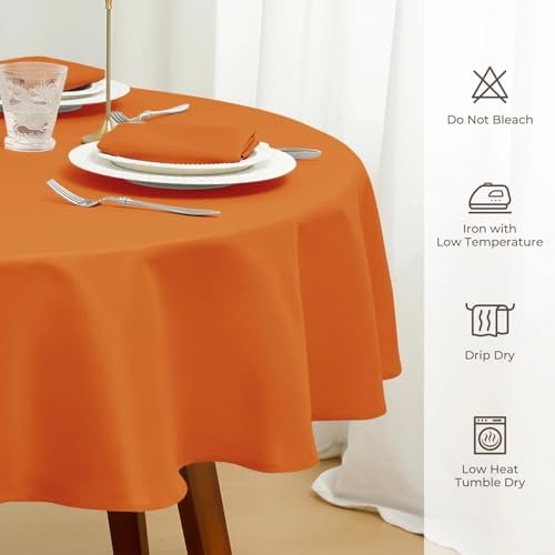 Romanstile 60-Inch Round Orange Tablecloth - Polyester, Spill-Resistant
