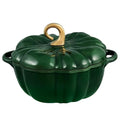 Green Pumpkin Dutch Oven Pot with Lid 3.8 Qt Enamel Cast Iron Fall Decor