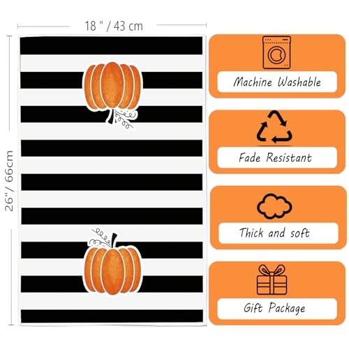 Fall Kitchen Towels Set - 4 Thick Pumpkin & Maple Leaf Dish Towels for Autumn Decor