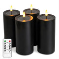 Black Real Wax Flameless Candles with Remote Control - 4 Pack, Halloween Decor