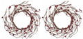 2 Pack Pip Candle Rings - 6.5 Inch Ivory and Burgundy Berry Decor