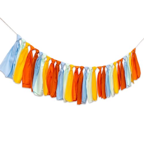 Rainbow Fall Birthday Garland Banner - Yellow Tassels, 80-Inch Party Decor