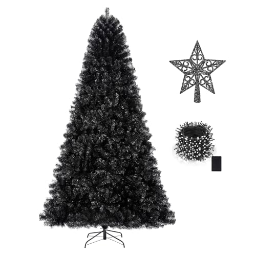 Black 5ft Artificial Christmas Tree with LED Lights and Tips - Halloween Decor