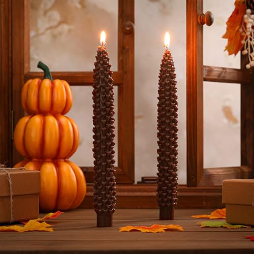 Pinecone Shaped Taper Candles - Brown 6 Pack Fall Harvest Decor - Variation of THIS listing