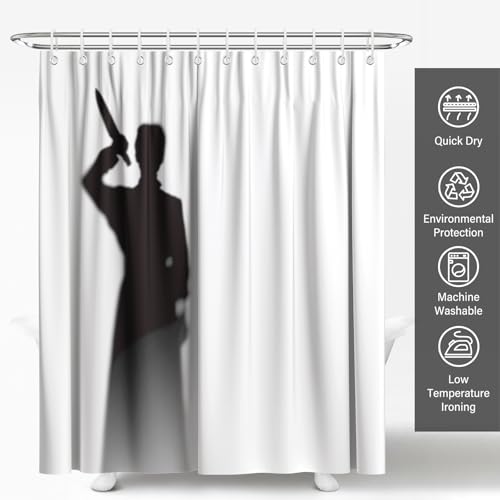 Horror Shadow Shower Curtain 72x72 - Scary Knife Silhouette Bathroom Decor - Variation of THIS listing