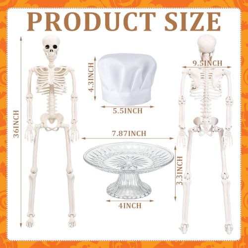 Chef Skeleton Halloween Candy Bowl Set - 35 Inch Spooky Skeleton Serving Dish with Chef Hats