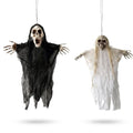 Halloween Hanging Ghost Decorations - 2 Pack, 17.7 Inch Skeleton Ghosts with Tattered Gauze & Bendable Arms for Yard Porch Haunted House