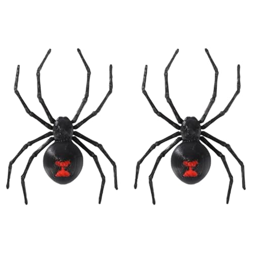 Black Widow Spider Fridge Magnets - 2pcs Realistic Halloween Decor