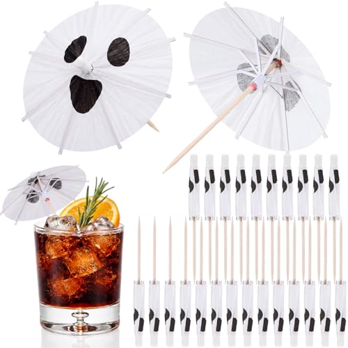 Halloween Ghost Cocktail Umbrella Picks - Cute Spooky Party Decor, 100 Pcs (Variation: Ghost)