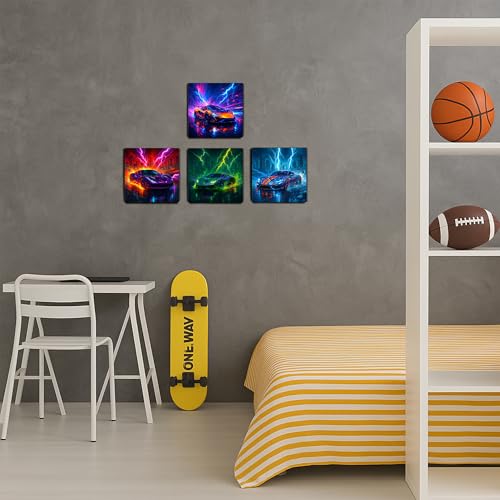 Super Car Wall Art Canvas Prints for Boys Bedroom & Men Room Decor - Framed Posters
