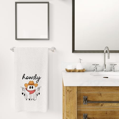 WFSM Ghost Cowboy Halloween Kitchen & Bathroom Towels - Howdy Ghost - 16x24 Inches