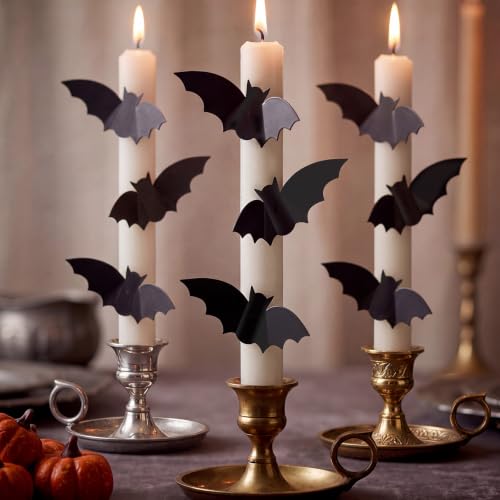 Halloween Bat Candle Pins for Taper Candles - Metal Decor, 12 Pack