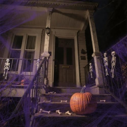 Purple Halloween Spider Web Decoration - 300 Sq Ft Stretchy Cobwebs with 30 Spiders