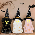 Ceramic Halloween Ghost Decorations Set of 3 with Witch Hats Lighted Indoor Decor