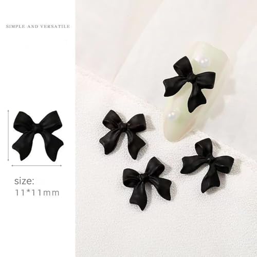 Black 3D Bow Nail Charms - 100 Pcs Resin Nail Art Decorations for Manicure & Crafts