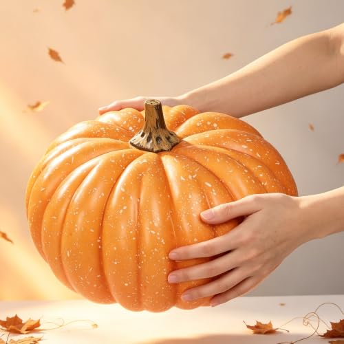 Artificial Foam Pumpkin Large 9.5 x 10.1 Inches - Rustic Fall Decor