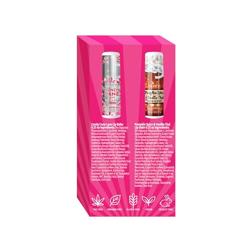 Hempz Fall Lip Balm, Limited Edition 2-Pack, Pumpkin Spice and Peppermint Candy Cane, Hydrating Lip Care for Men and Women, .25 oz tube