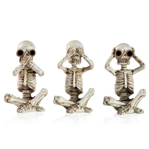 Mini Skeleton Figurines Set - Halloween Gothic Skull Statues for Home Decor