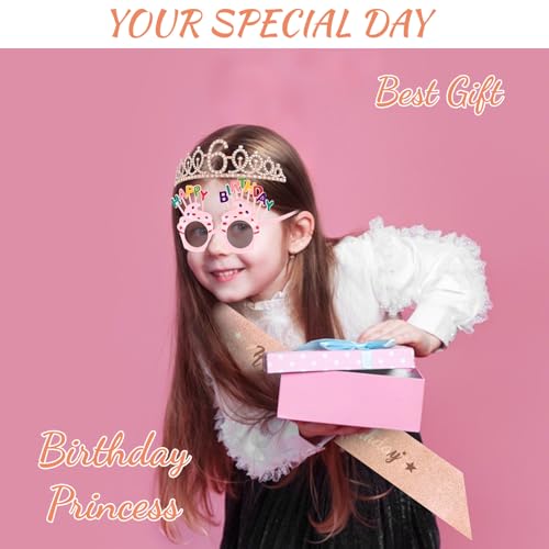 6th Birthday Decorations Kit with Glitter Sash and Crown - Rose Gold Variation