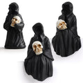 Halloween Gothic Resin Grim Reaper Figurines Set - Dark Tabletop Decor, 3 Pieces
