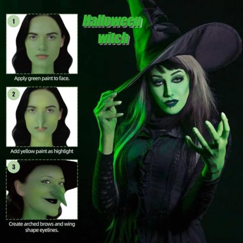 Halloween Witch Makeup Kit - SFX Character Set with Face Paint & Prosthetics - Variation of Witch Makeup Kit