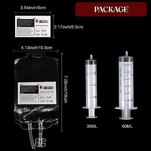 Halloween Blood IV Bags Party Supplies Set with Ice Bucket and Syringes