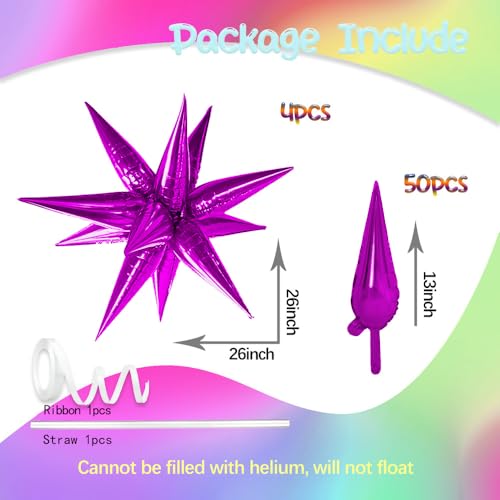 4pcs 26-Inch Magenta Explosion Star Foil Balloons Birthday Party Decor