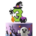 Halloween Witch Cake Topper - 3rd Birthday Glitter Decoration with Cauldron - Green, Variation 3