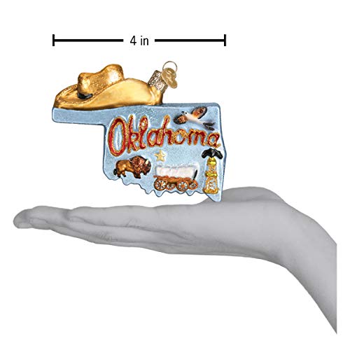 Oklahoma State Glass Blown Christmas Ornament - Handcrafted Holiday Decoration
