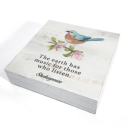 Wooden Sign Wall Decor - Rustic Bird Music Box Plaque for Home & Gift