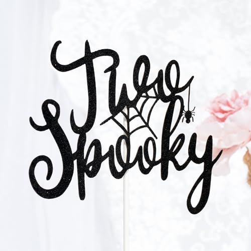 Halloween Birthday Cake Topper - Spooky Black Glitter Decoration for 6-10 Inch Cakes