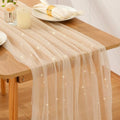 10pcs Fall Halloween Table Runner - Champagne Gold Metallic Sheer 10 ft - Windkream