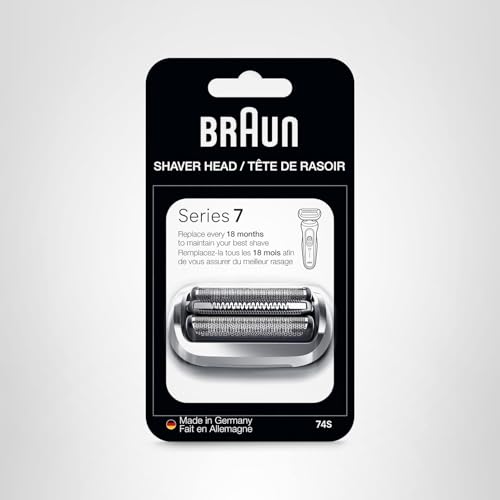 Braun Series 7 Electric Shaver Replacement Head, Easily Attach Your Shaver Head for a Shave as efficient as Day one, Compatible with New Generation Series 7 Shavers, 74S, Silver