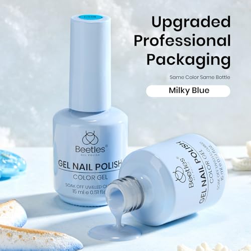 Milky Blue Gel Nail Polish - 15ML, Long-Lasting, Fast Curing, Blue Gel Lacquer - Variation D