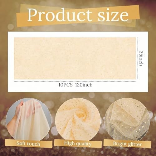 10pcs Fall Halloween Table Runner - Champagne Gold Metallic Sheer 10 ft - Windkream