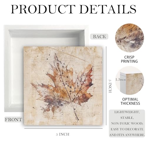 Fall Maple Leaf Wooden Desk Sign - Rustic Autumn Decor for Home & Office