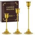 Gold Candle Holders Set of 3 - Elegant Metal Taper Candleholders for Home & Events - Variation of THIS listing