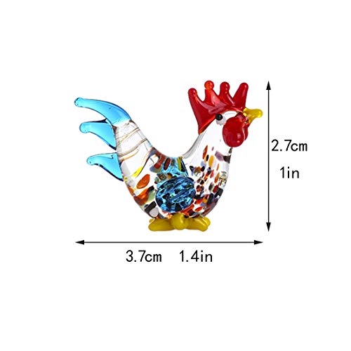 Crystal Animal Figurine - Handmade Cock and Hippopotamus Ornament Gift for Animal Lovers