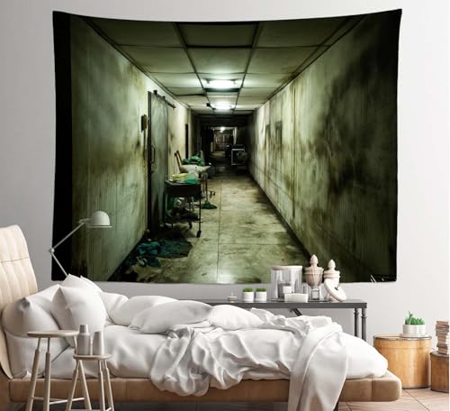 Abandoned Hospital Tapestry - Haunted Asylum Horror Wall Decor 78" x 118" Variation T1-A23932