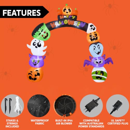 8FT Halloween Pumpkin Inflatable Archway with LED Lights for Outdoor Yard Decor
