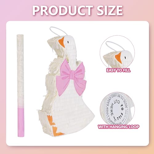 Pink Silly Goose Piñata Party Supplies with Blindfold & Bat for Kids - Birthday Game Decor