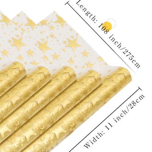 Gold Star Glitter Table Runner - 3 Rolls 11x108 Inches, Party Decor