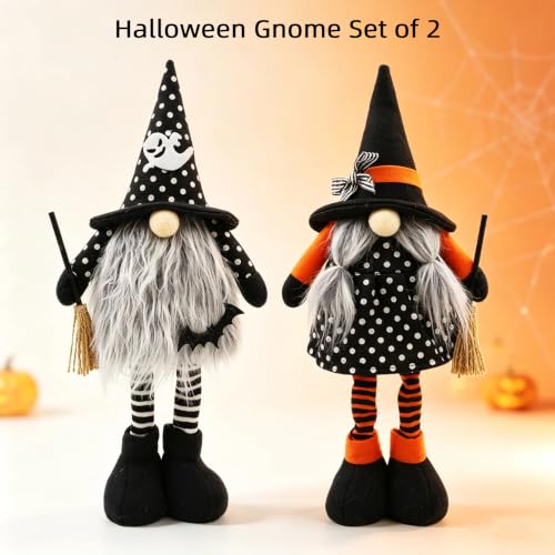Halloween Gnome Figurines Set of 2 - Standing Halloween Home Decor - Variation of Halloween Gnome / Standard