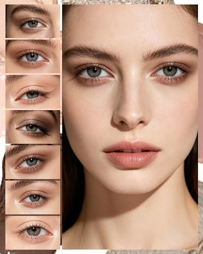 7 Color Eyeshadow Palette - Nude Pink Beige Brown Matte to Glitter - Variation 01